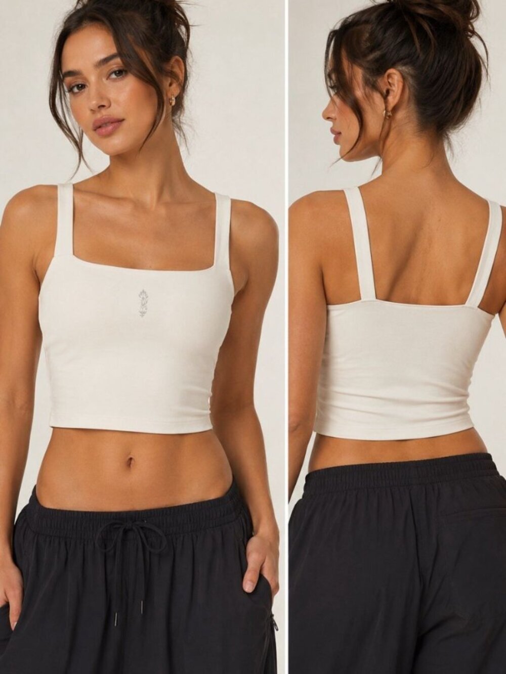 Free People Movement Women’s XL White Square Neck Cropped Tank Top NWT